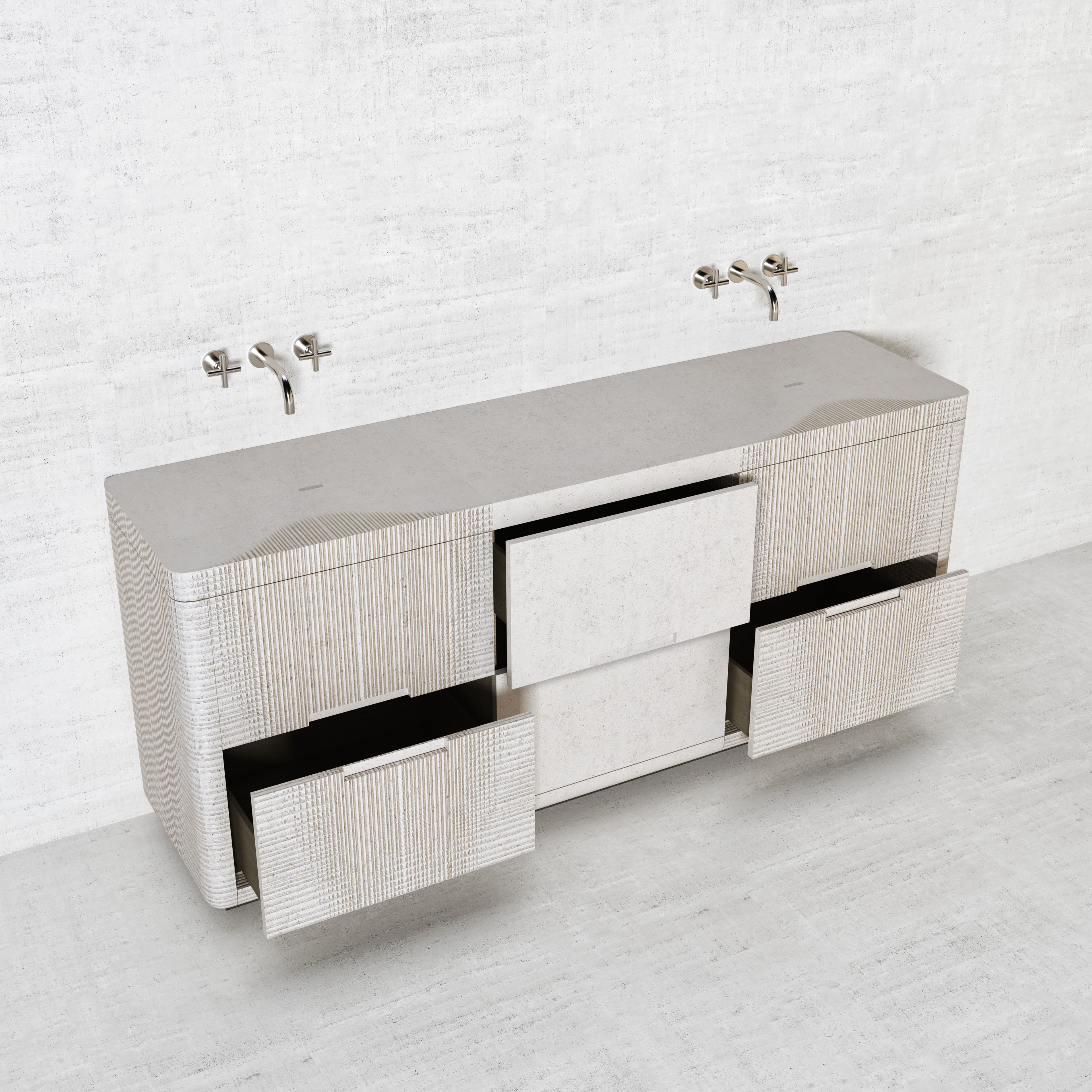 Секционный напольный умывальник из натурального камня Davani Meridian ARCH-00002693