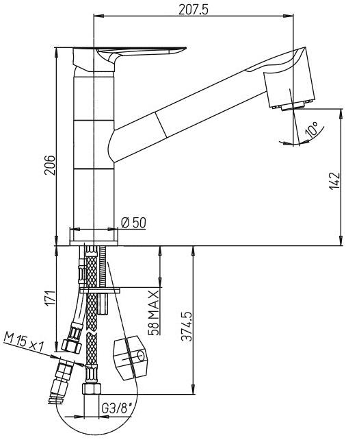 Paini Nove 09CR568 смеситель для кухни  - Вид №1