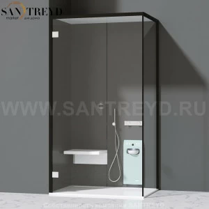 Effegibi FITBOX A Душевая кабина с профилем из черного алюминия. Установка: в левый угол. Размеры: длина 119 см, высота 220 см. Дверные петли у стены FB10020001