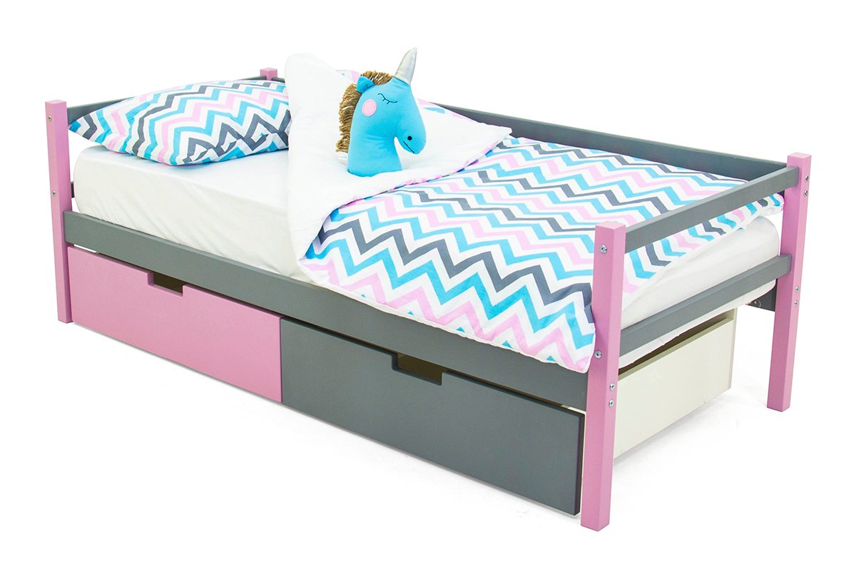 Детская кровать-тахта Svogen лаванда, графит БЕЛЬМАРКО  326825 Розовый;серый Santreyd  - Вид №2