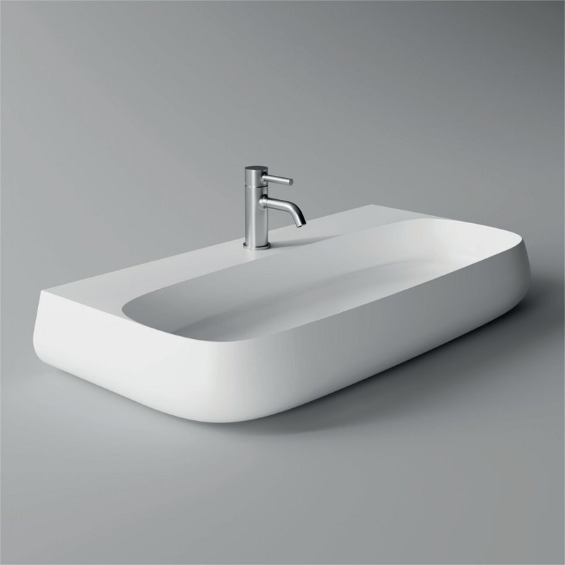 33160101.01 Подвесная раковина 900х450х140 мм Alice Ceramica Nur без перелива с 1 отверстием под смеситель Белый глянцевый