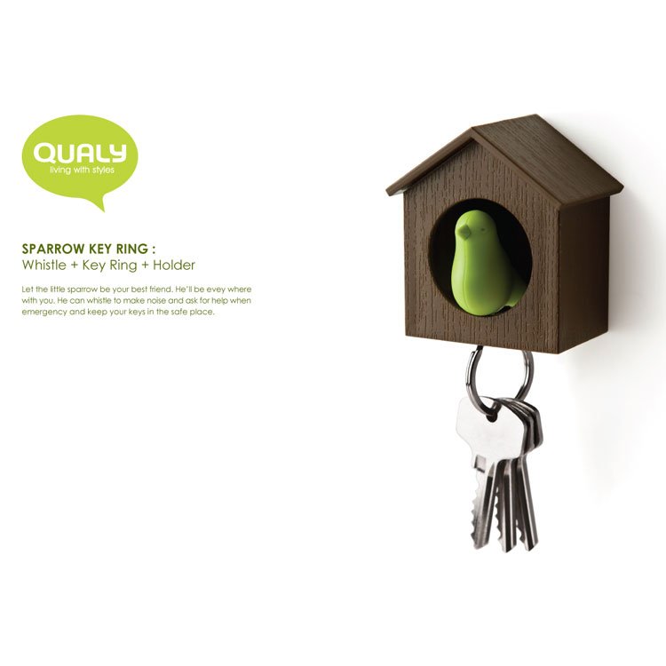 Держатель+брелок для ключей sparrow белый-черный QUALY  253172 Черный  - Вид №4