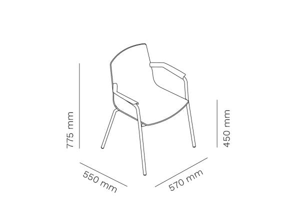 Полипропиленовый стул с подлокотниками Mara Lotus ARCH-00113164 - Вид №3