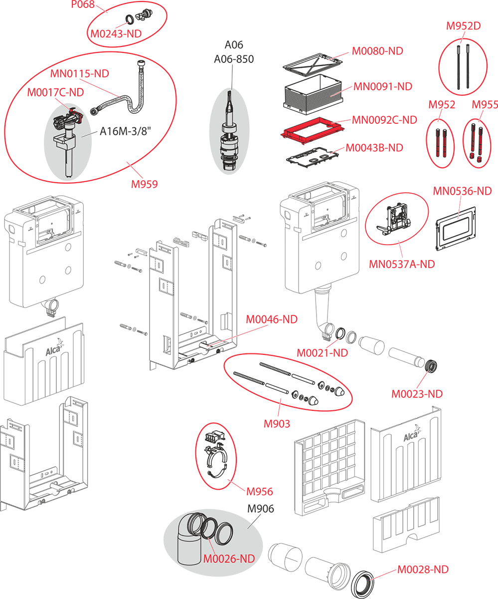 Скрытая система инсталляции для замуровывания в стену, управление сверху или спереди ALCAPLAST AM1191000RENOVMODUL - Вид №1