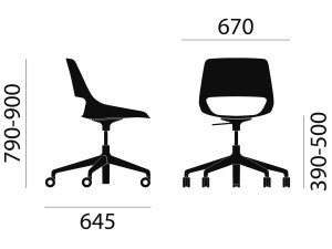 Вращающееся кресло из полипропилена с колесами