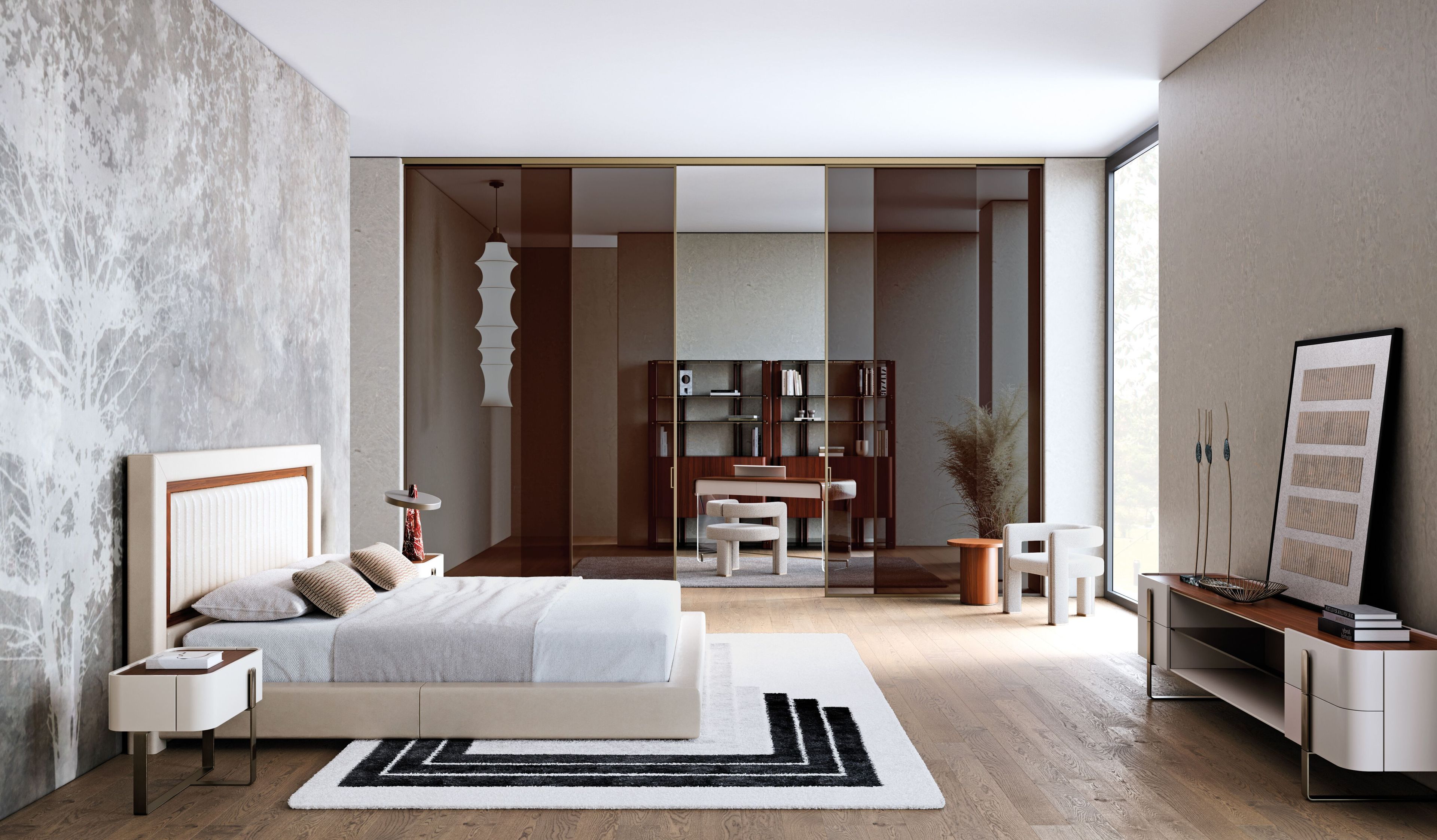 Кожаная двуспальная кровать с мягким изголовьем Capital Collection KLASS .24 ARCH-00008238 - Вид №1