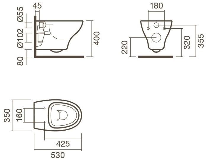 Набор Sanitana подвесной POP: чаша + крышка с механизмом (микролифт) S10077251000000;S80007461800000 - Вид №1