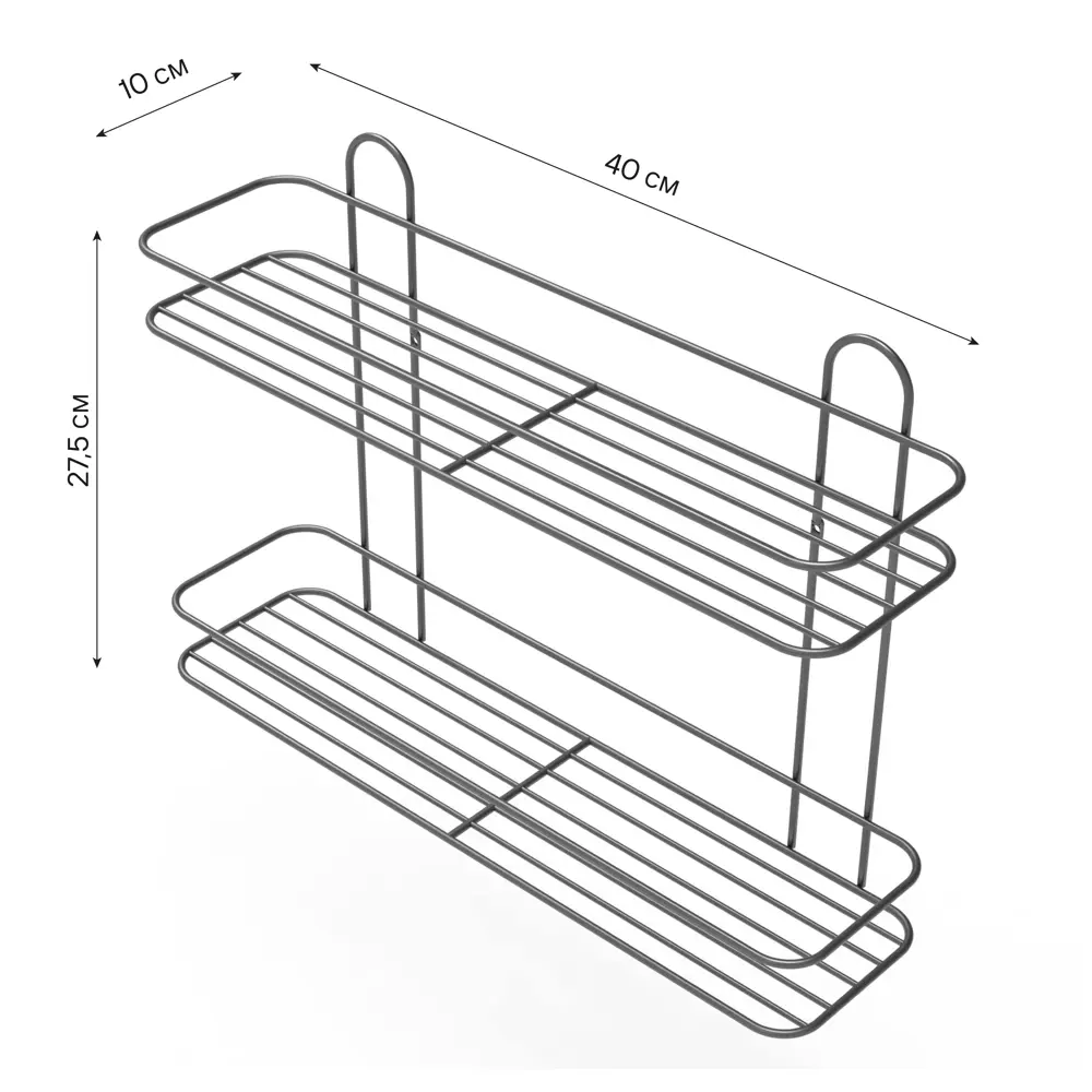 Полка для ванной Lemer Rhine двухъярусная 10x40 см металл цвет графит 89455043 STLM-2043181 - Вид №7