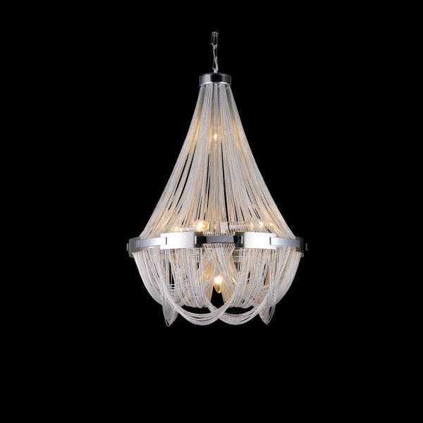 Люстра металлическая 70х50 см хром Stream KM010P-6 DELIGHT COLLECTION ДИЗАЙНЕРСКИЕ 00-3883053 Прозрачный;хром  - Вид №2