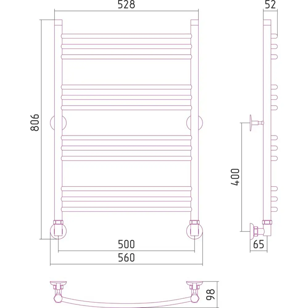 СУНЕРЖА Водяной полотенцесушитель-лесенка в стиле хром 17156087 STLM-0007599 - Вид №1