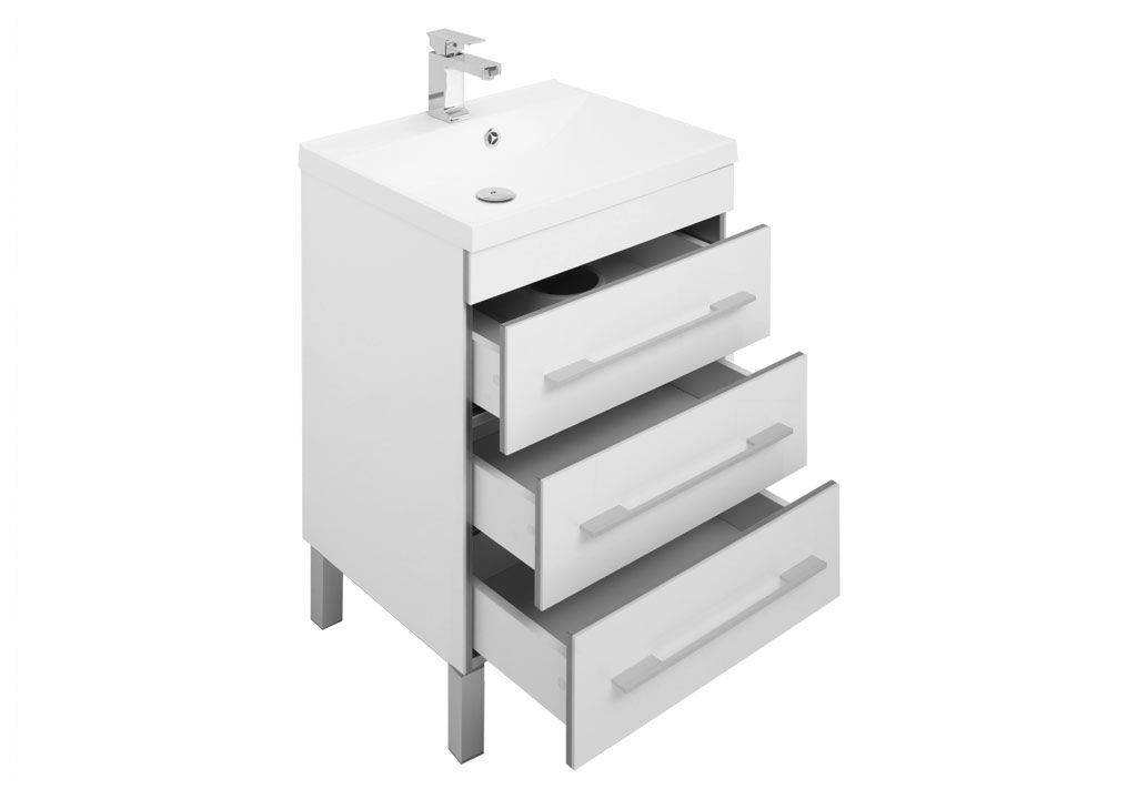 Тумба с раковиной Aquanet Верона NEW 58 белый (напольная 3 ящика) 0017825300204117 - Вид №3