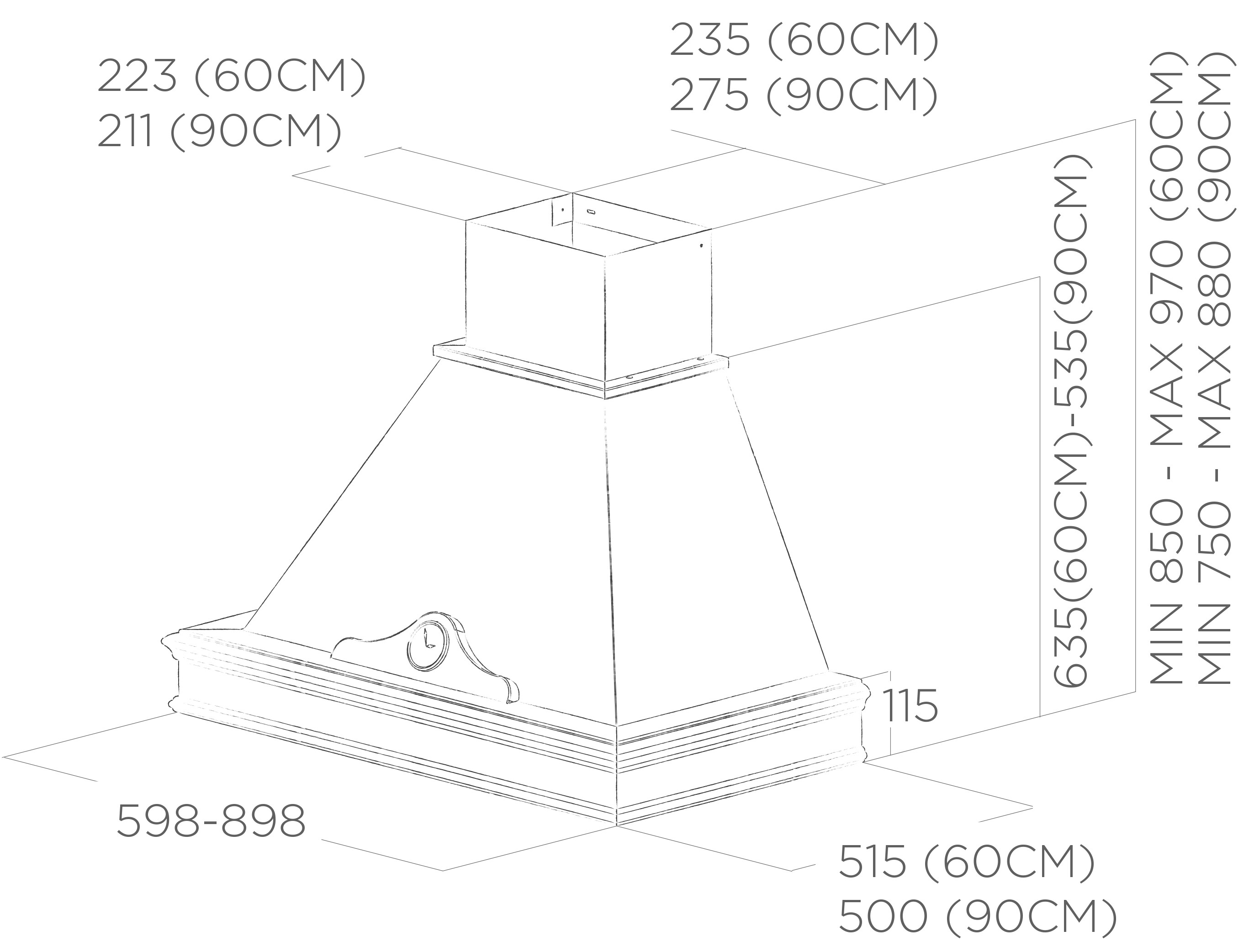1106652 Вытяжка каминная Elica ORETTA WH/A/60 T.GREZZO белый/бежевый STDN-0149513 - Вид №10