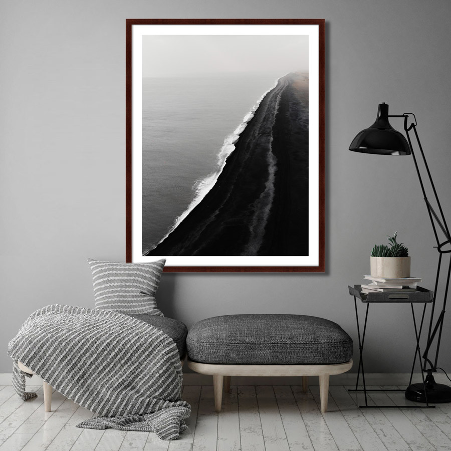 Фотокартина в деревянной раме 130х102 см Black Sand Beach, Iceland КАРТИНЫ В КВАРТИРУ  264728 Белый;коричневый;разноцветный  - Вид №2