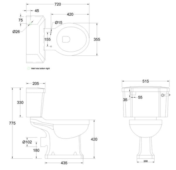Напольный туалет с внешней кассетой Burlington На заказ ARCH-00151910 - Вид №3
