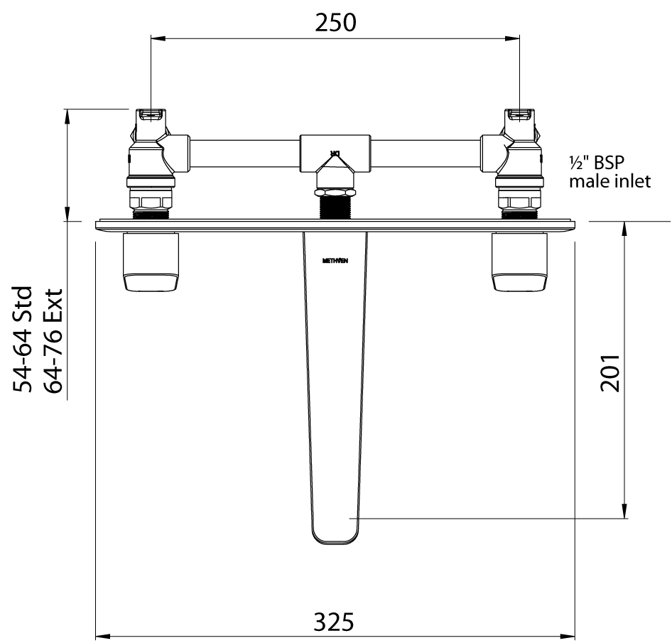 WABWCP Смеситель для настенного монтажа с 3 отверстиями Waipori Methven  - Вид №1