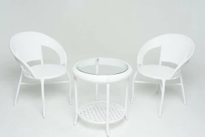 Кофейный столик круглый из искусственного ротанга 59х55 см белый Vinotti VINOTTI  00-3885168 Белый