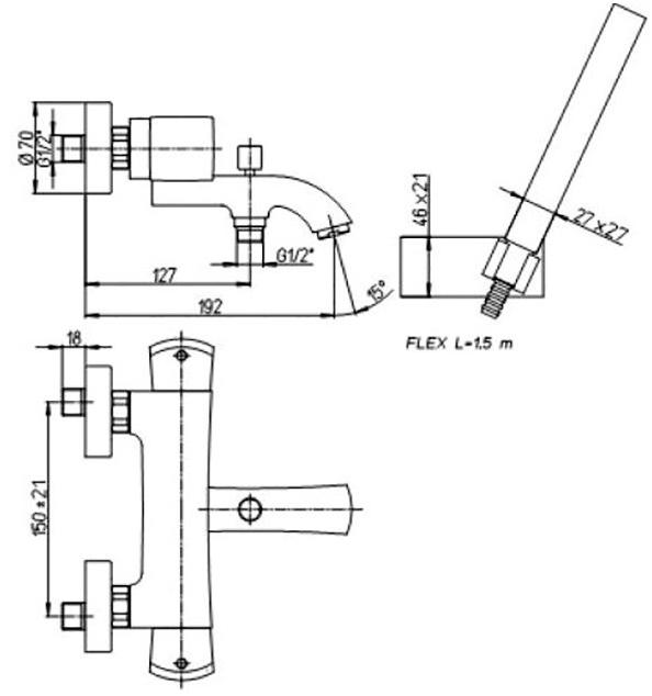 Paini Lady 89YO105TH смеситель для ванны с аксессуаром - Вид №2