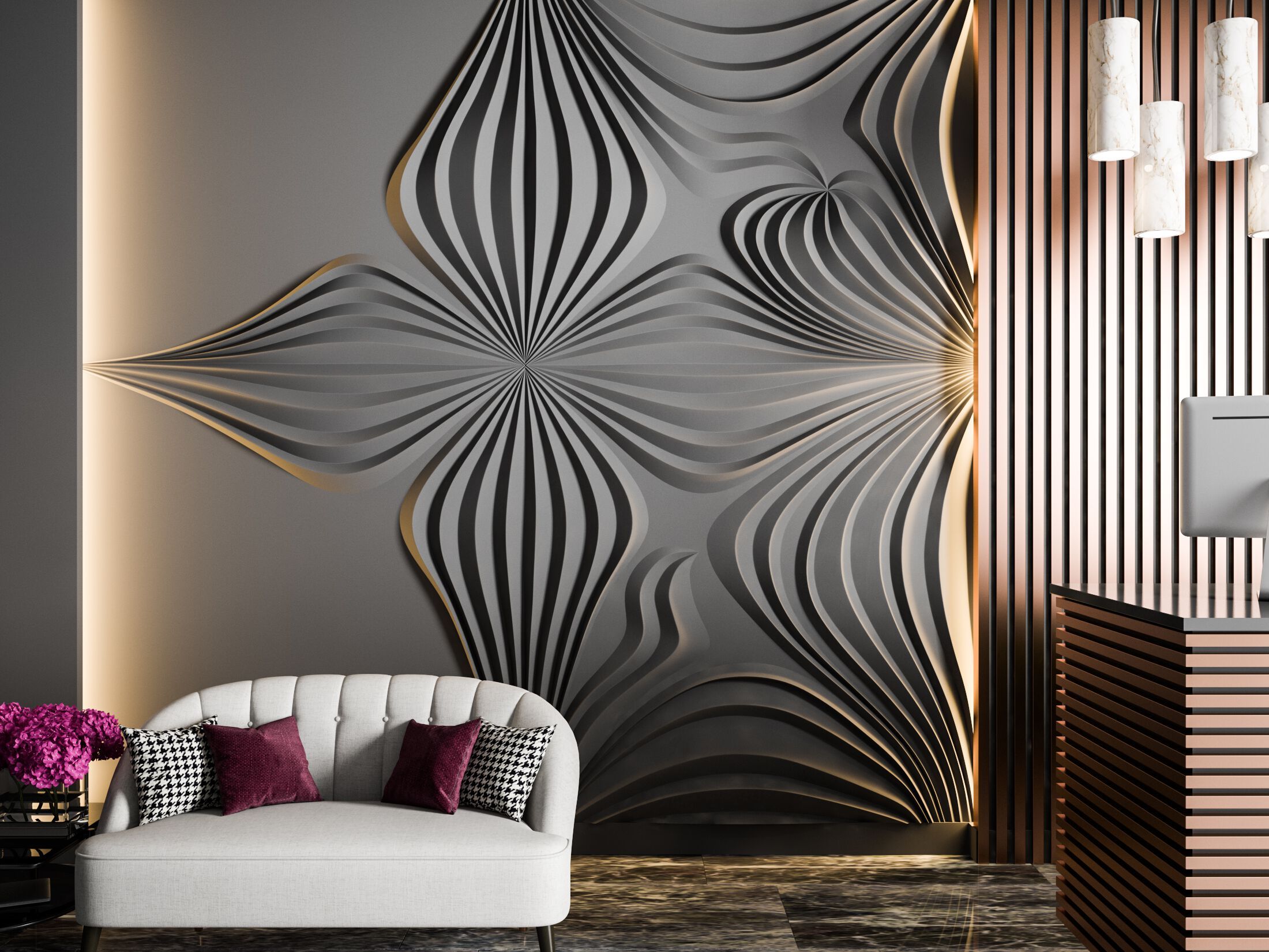 Трехмерная декоративная гипсовая панель WallDeco ASTER ARCH-00061772