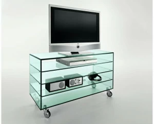 Tonelli Design Стеклянная тумба под ТВ на колесиках Grattacielo
