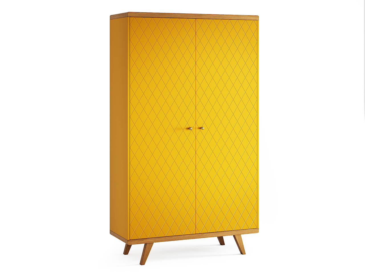 Шкаф распашной двухдверный желтый с фрезеровкой Thimon v2 THE IDEA  210371 Желтый  - Вид №1