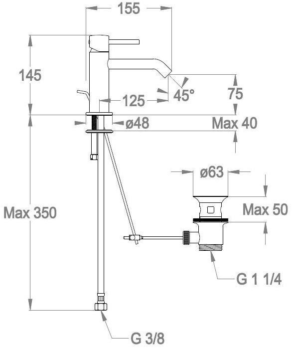 Fir Italia Смеситель для умывальника Cleo 84 8411711 - Вид №1