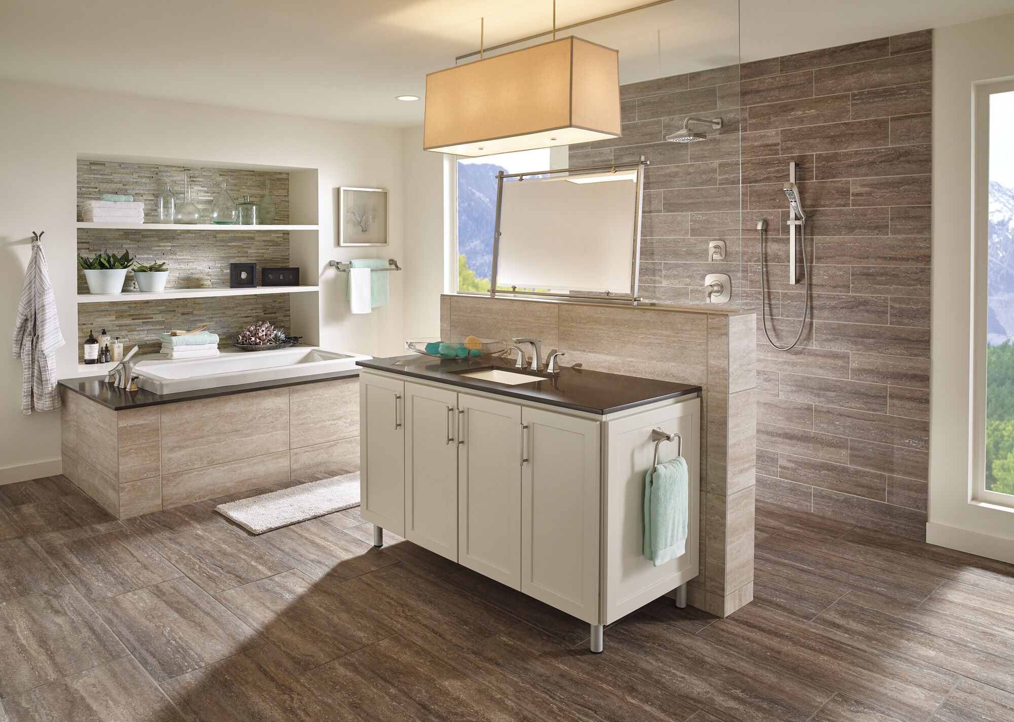 Смеситель для ванной комнаты с двумя ручками - металлический всплывающий Delta Faucet Tesla 3552-SSMPU-DST - Вид №7