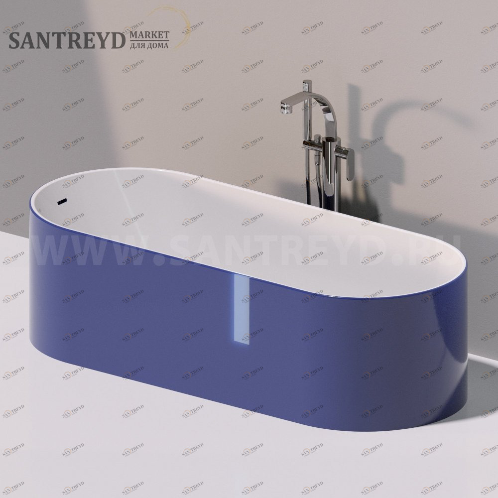 Ванна свободностоящая OVAL 170 см синяя Ceramica Flaminia OV170BCULTRAMARINA