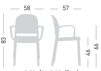 Штабелируемый стул с подлокотниками и деревянной рамой GABER ARCH-00091861 - Вид №5