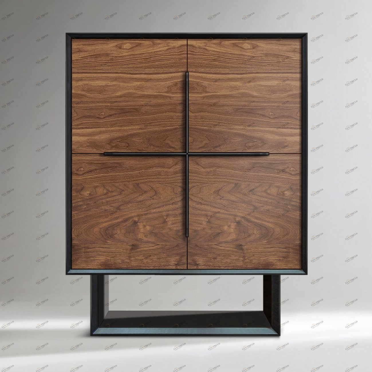 Барный шкаф с 2 дверцами американский орех Garon ACWD GARON 00-3981966 Коричневый;черный 