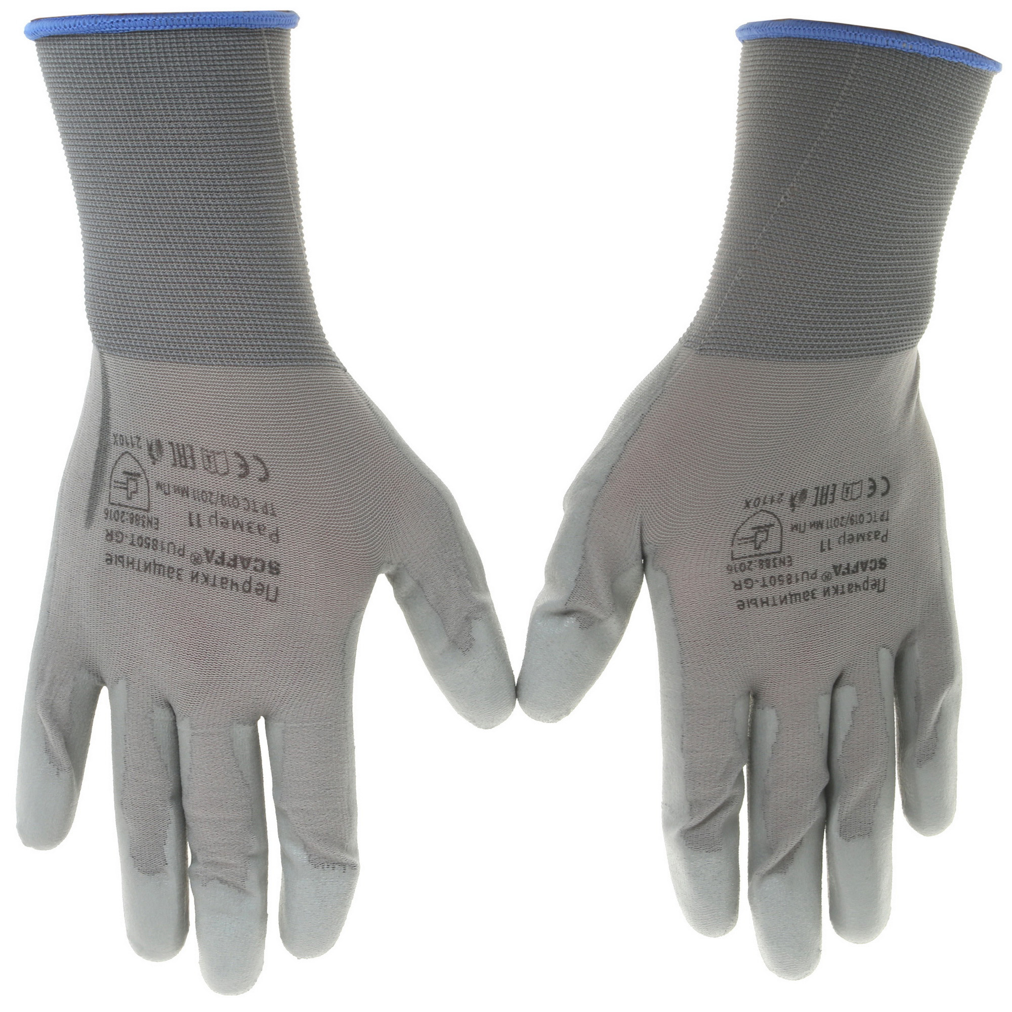 Перчатки трикотажные Scaffa PU1850T-GR-11 5320244 STDN-0150098