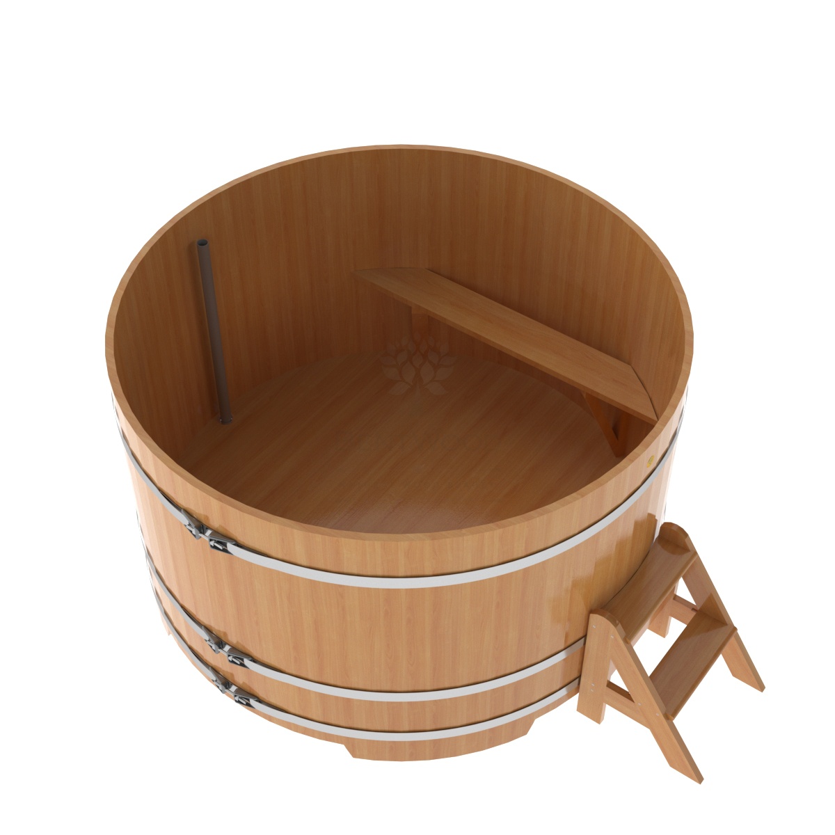 1214 Купель круглая из лиственницы d=1,80х1,1 натуральная премиум Alyarus  - Вид №1