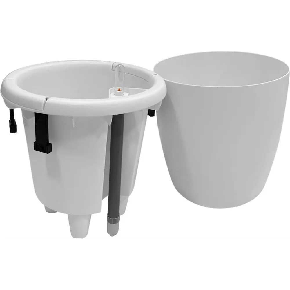 Горшок цветочный с автополивом Ingreen ø21 h23.6 см v5 л с автополивом пластик белый Munchen STLM-2151713 - Вид №3