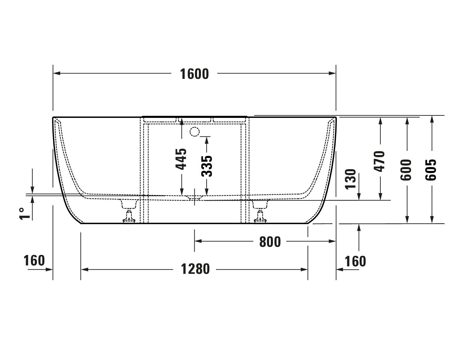 Керамическая овальная ванна Duravit Aurena ARCH-00100108 - Вид №4