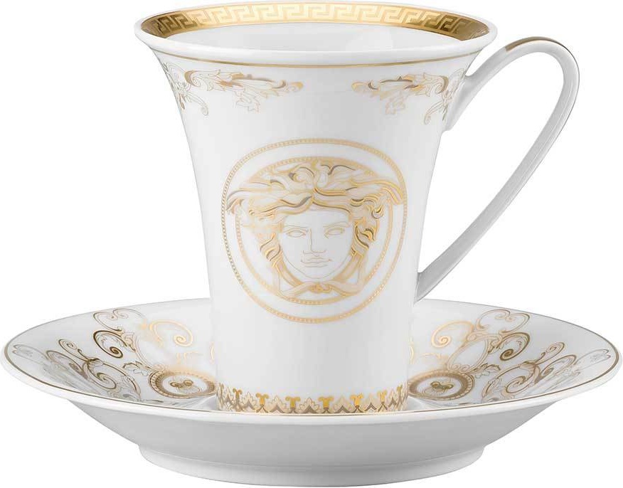 10562603 Rosenthal Versace Чашка кофейная с блюдцем Rosenthal Versace Медуза Гала 180мл, фарфор, золотая Фарфор 