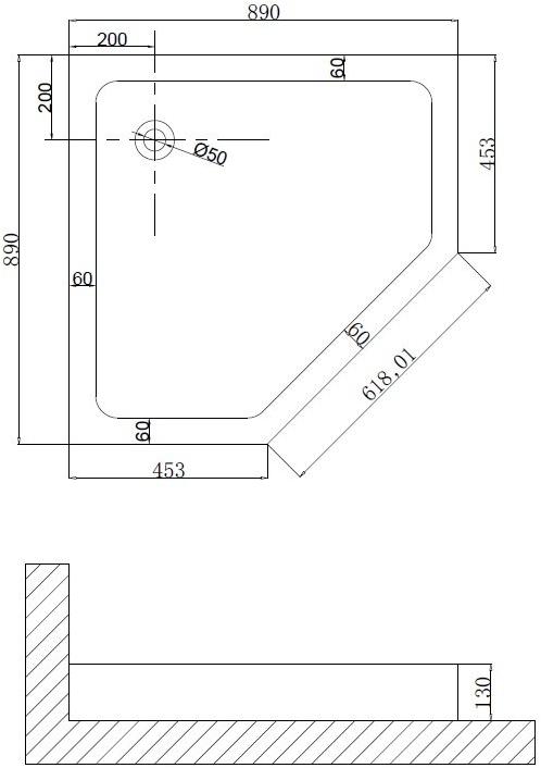 Душевой поддон NG- 90-90D (90*90*13) трапеция, для 6605,6805 Niagara Nova 90901D - Вид №1