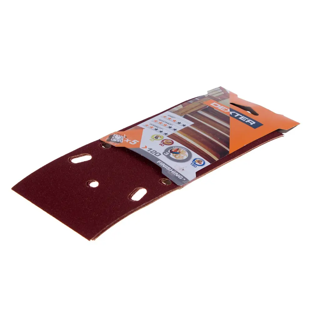 DEXTER Шлифовальные листы P120 для вибрационной машины 230х93 мм (5 шт) 18782725 STLM-0012650 - Вид №2