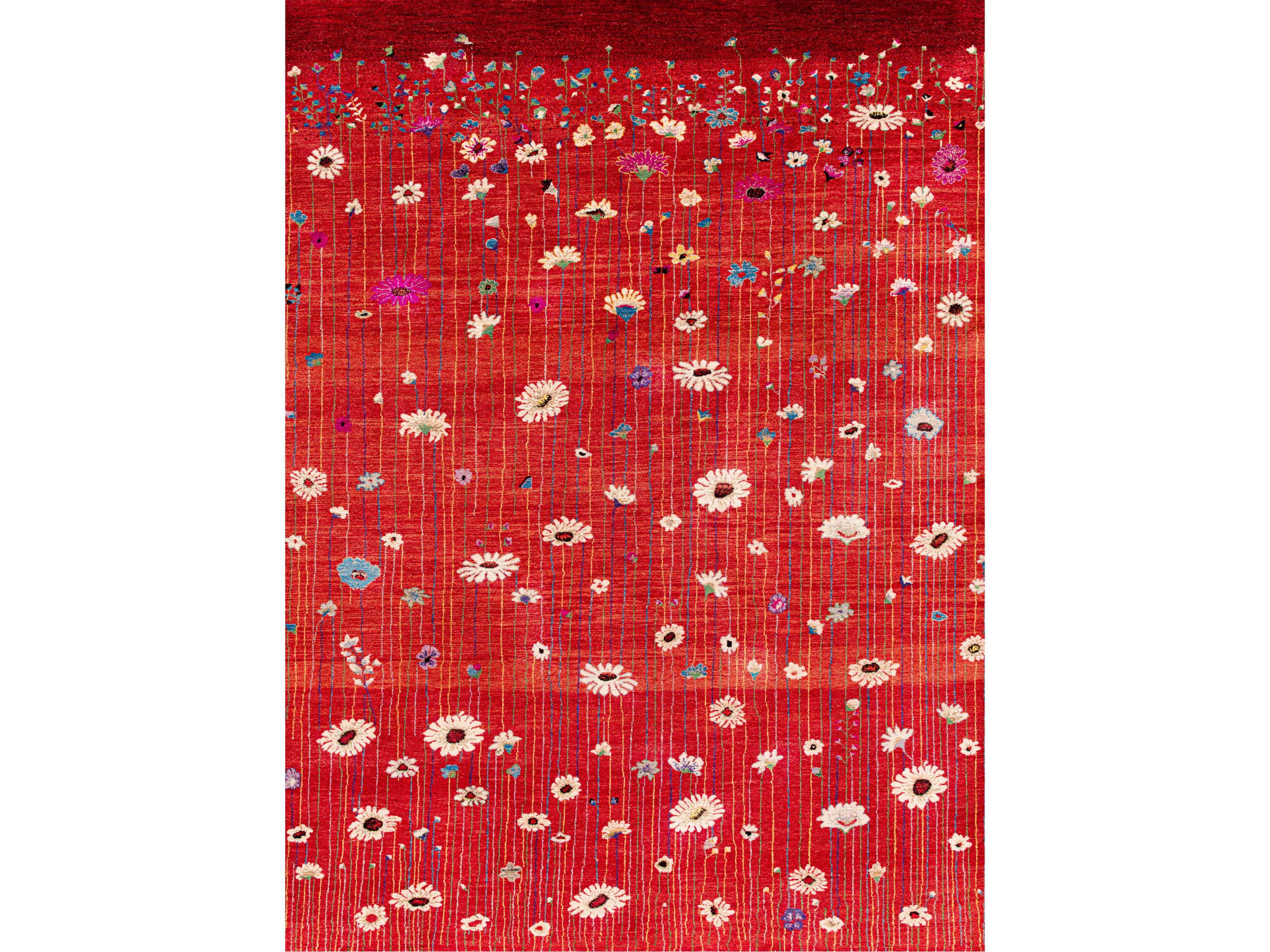 Прямоугольный шерстяной цветочный ковер Zollanvari Flower Meadow ARCH-00146408