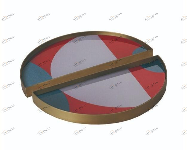 Ethnicraft Стеклянный поднос с ручной росписью Urban geometry 20941