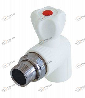 Кран шаровый KALDE D25х1/2" НР угловой с американкой белый 3242VRE250B00