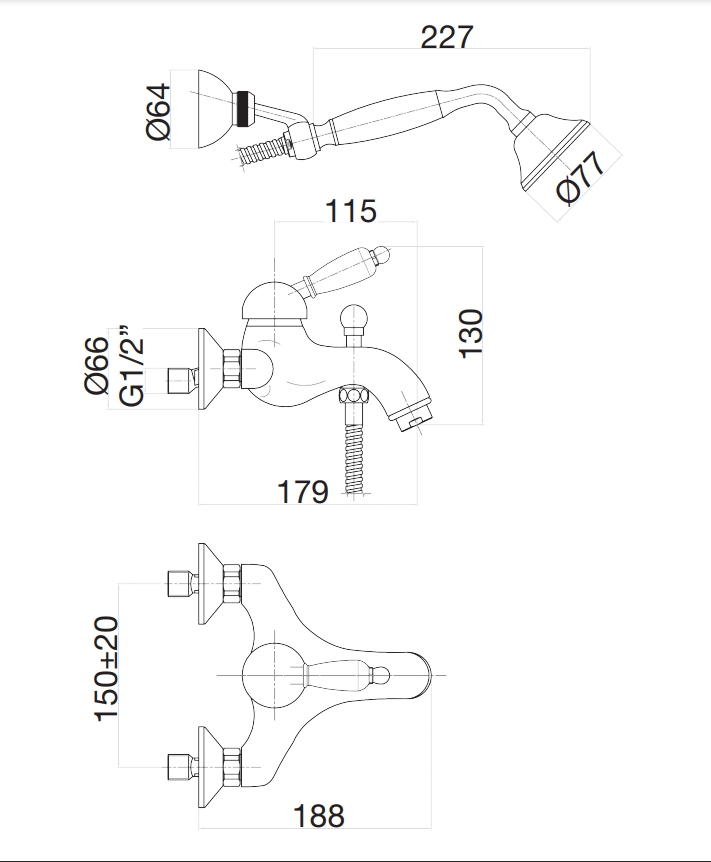 83CR5104 Смеситель для ванны , хром Fiore Imperiale  - Вид №2