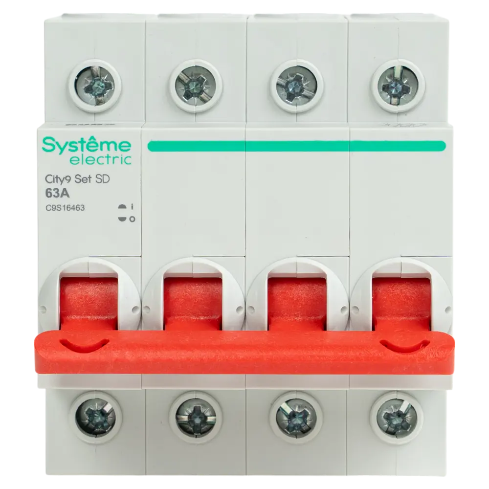 Systeme Electric City9 Set - 4-полюсный разъединитель 63А с красной рукояткой 89412711 STLM-1566855 - Вид №2