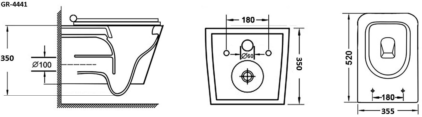 GR-4441S Подвесной унитаз настенный Белый Grossman  Китай  - Вид №5
