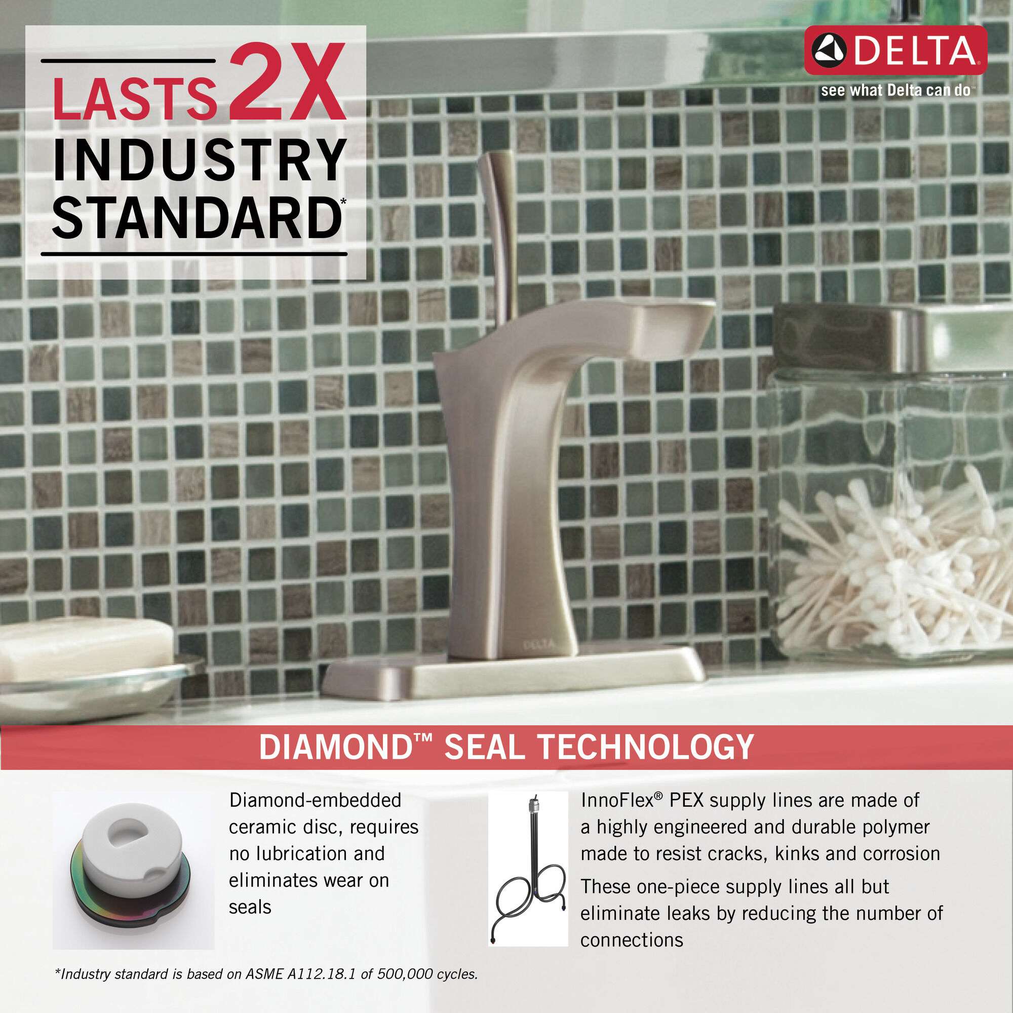 Смеситель для ванной комнаты с одной ручкой - металлический всплывающий Delta Faucet Tesla 552LF-SSMPU - Вид №1