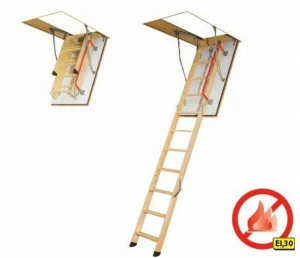 Fakro Огнестойкая выдвижная лестница из дерева Scala e porta ad angolo ignifuge