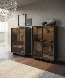 Стеклянный шкаф с распашными дверцами