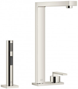 32843680-08_1_27722970-08_1 Смеситель на два отверстия с накладной панелью с душевым гарнитуром для ополаскивания - платина Dornbracht Lot