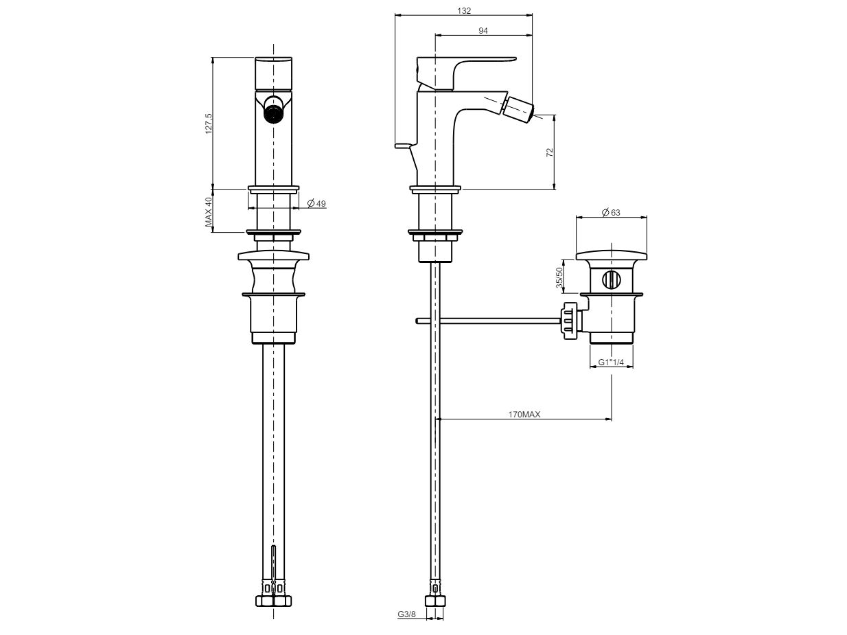 Однорычажный смеситель для биде с ограничителем расхода Rubinetterie Frattini Lea ARCH-00120499 - Вид №10