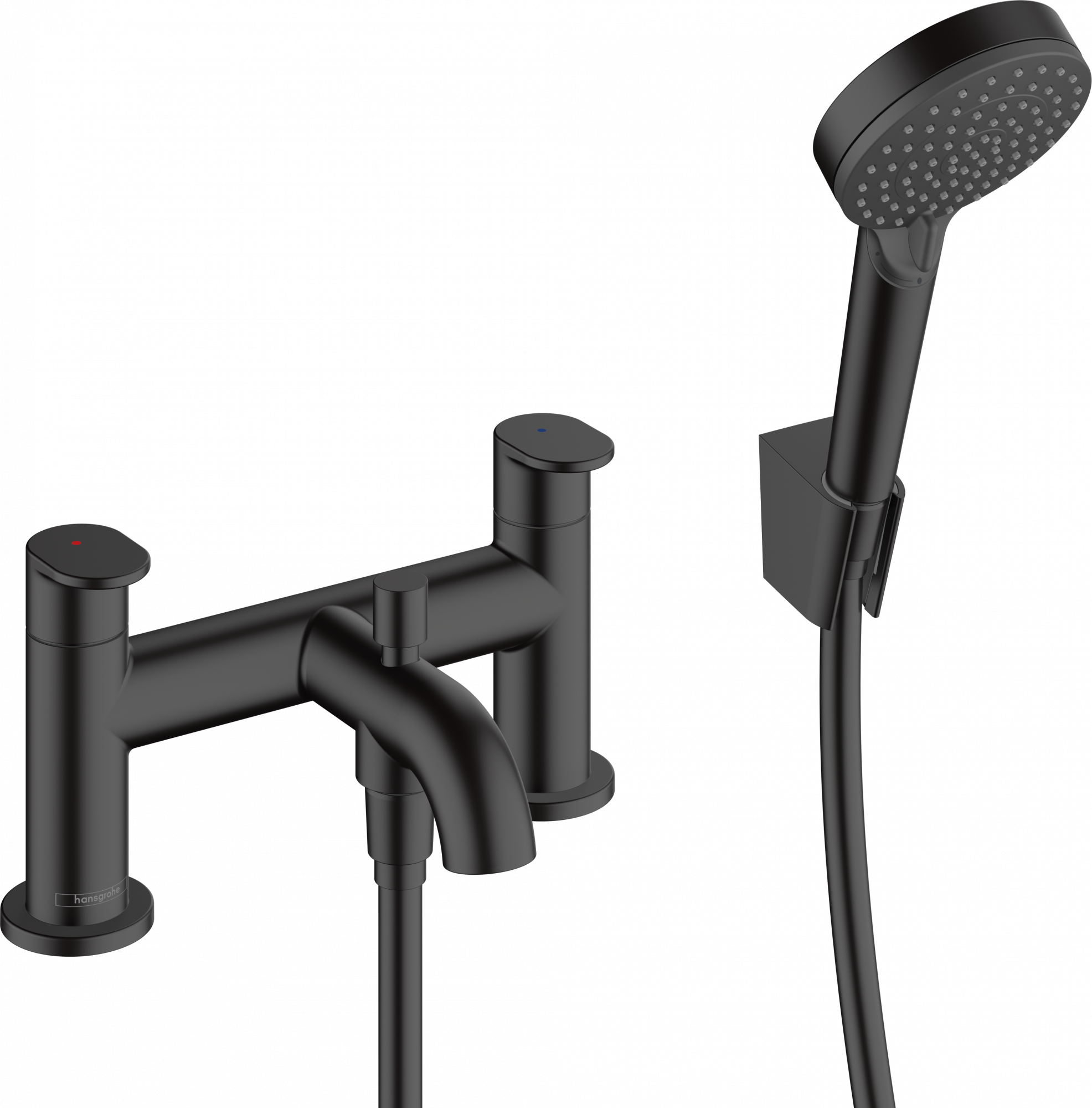 71461670 Vernis Blend Смеситель для ванны на край на 2 отверстия с переключающим клапаном и ручным душем Vernis Blend Vario Hansgrohe 