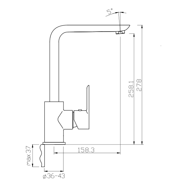 35-03P OLIMP black  Смеситель для кухни  ARGO kran 3503polimpblack - Вид №1