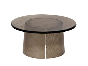 Стеклянный круглый низкий журнальный столик